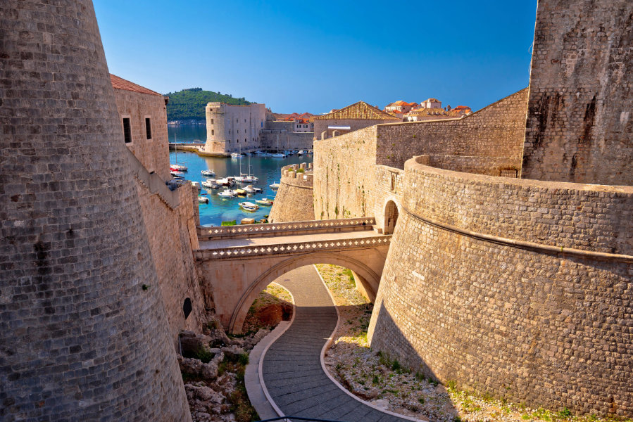 Dubrovnik city walls and harbor view best places to go in europe in october - Dubrovnik